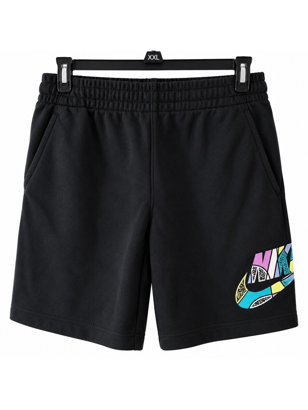 Nike Boys Black Athletic Shorts Size 5 (4-5) with Colorful Logo